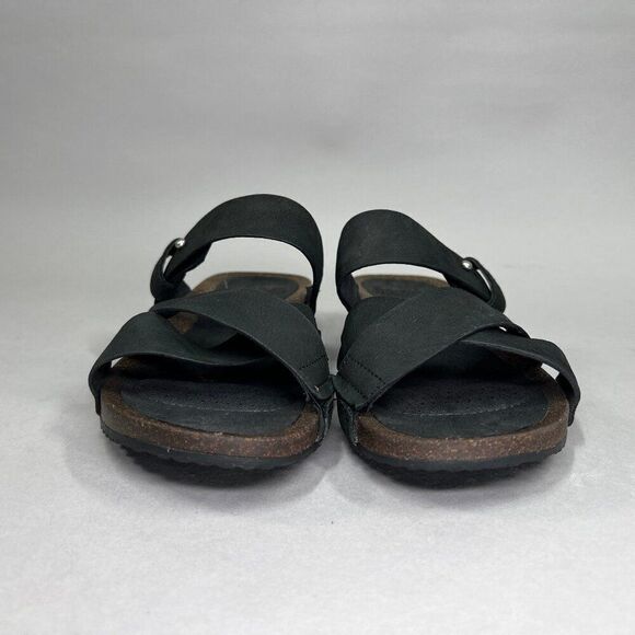 Teva Women's Size 6 Mahonia Black Leather Slide Sandals - Picture 2 of 9